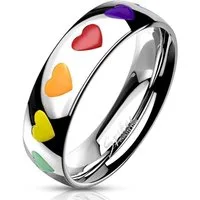BUNGSA Fingerring 49 (15.6) Bungsa REGENBOGEN Herz Ring Damen - silberner EdelstahlRING (Ring, 1-tlg), Damen Herren