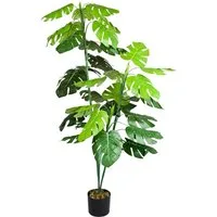Kunstbaum Monstera Fensterblatt Kunstpflanze Kunstbaum Künstliche Pflanze 140 cm Monstera, Decovego, Höhe 140 cm