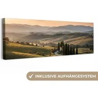 OneMillionCanvasses® Leinwandbild Panorama Toskana - Landschaft - Hügel, Fotodruck (1 St), Wandbild, Deko Schlafzimmer Wohnzimmer Flur 60x20 cm