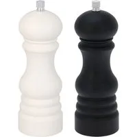 HAC24 Gewürzmühle 2er Set Salz Pfeffer Mühle Pfeffermühle Salzmühle manuell, aus Polystyrol Ø 6 x 17,5 cm Schwarz Weiß