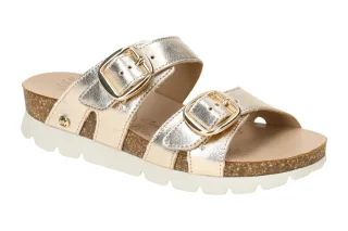 Panama Jack Shirley B10 oro Damen Pantoletten Gold Metallic Echtleder flexibel