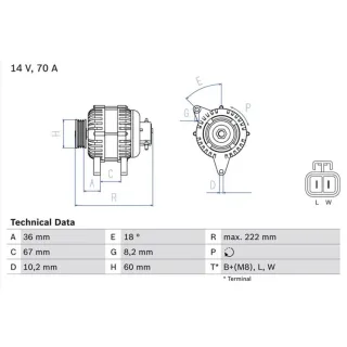 Bosch Lichtmaschine Opel Astra Combo Corsa Meriva 1,7 0986043101