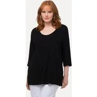 Ulla Popken T-Shirt Shirt tiefer Rundhalsausschnitt 3/4 Arm
