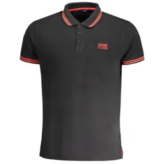 Cavalli Class Polohemd mit kontrastierendem Kragen rot Logo schwarz