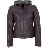 Jilani Lederjacke Francis Jilani - Damen Lederjacke Lammnappa Kapuze dunkellila