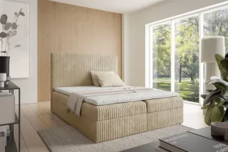 Boxspringbett Schlafzimmerbett ARNAU 160x200cm Stoff Tilia Beige