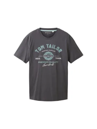 Tom Tailor - T-Shirt mit Logo Print schwarz - Gr. - L