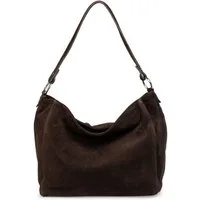 Caspar Schultertasche Große Veloursleder Handtasche Klassisch - PREMIUM LINE - Modell No.866, 100% italienisches Leder, samtig weich, angenehmer Tragekomfort