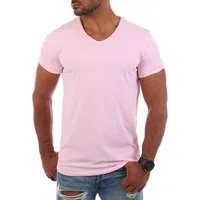 CARISMA T-Shirt Herren Uni Basic 4066 tief-breit geschnittener Ausschnitt vintage Look V-Ausschnitt unifarben kurzarm slim fit