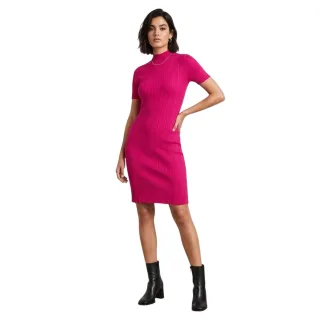 Hugo - "Sareply" Bodycon Kleid für Damen, Stehkragen, kurzärmlig (Leuchtend Rosa)