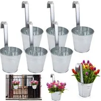 astor24 Pflanzkübel Hängetöpfe Zink (Blumentopf Garten Balkon Blumen Topf Kräutertopf Geländertopf, 6 Hängetöpfe), hochwertig verarbeitet