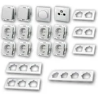 ChiliTec DELPHI Set "Wohnlandschaft Dimmer", 20-teilig, wei Unterputzschalter