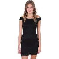 Sarcia.eu Minikleid Schwarzes Minikleid mit Spitzen, Carmen-Ausschnitt S