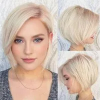 LuxusKollektion Kunsthaarperücke Perücke Bob Kurz Seitenteil Synthetisch Geschichtet Damen beige blonde