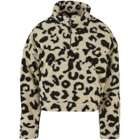 URBAN CLASSICS Trainingskapuzenpullover Urban Classics Damen Ladies Short AOP Sherpa Troyer (1-tlg)