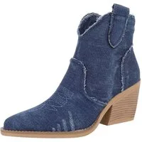 Ital-Design Damen Cowboyboots Western Westernstiefelette (88843805) Blockabsatz Stiefeletten in Blau