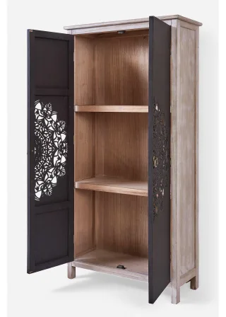bonprix Schrank, beige, Gr.140x70 cm, Schrank mit ausgestanztem Muster