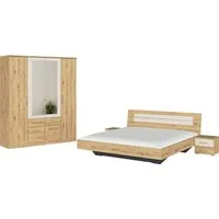 rauch Schlafzimmer-Set Komplettschlafzimmer Schlafzimmer BURANO mit Schrank in 3 Breiten, (Set, 4-tlg), Bett 180x200 cm und 2 Nachttischen MADE IN GERMANY