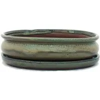 Exotenherz Pflanzschale Bonsai-Schale mit Unterteller Gr. 3 Oliv-Braun oval Modell O47 L 19cm (1 St)