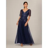 Adrianna Papell Abendkleid Beaded Mesh Long Dress Funkelndes Kleid mit Perlen und Pailletten