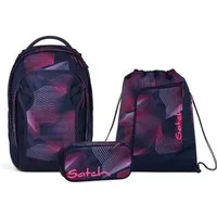 Satch Schulranzen Schulrucksack-Set MATCH PLUS Seismic Pink 3-teilig (3-teilig), Schulranzen, ergonomisch, 30 + 5 Liter, 4 Fächer