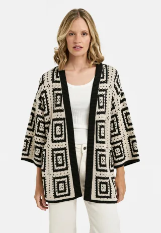 Smith&Soul - Patterned Knit Kimono oat milk - Gr. - S