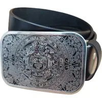 Ware aus aller Welt Ledergürtel Wechselgürtel Gürtel mit Azteken Kalender Gürtelschnalle Buckle