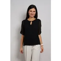 Seidel Moden Chiffonbluse Otto exclusiv Halbarm mit Cut-Out-Detail und Glitzerstein - MADE IN GERMANY