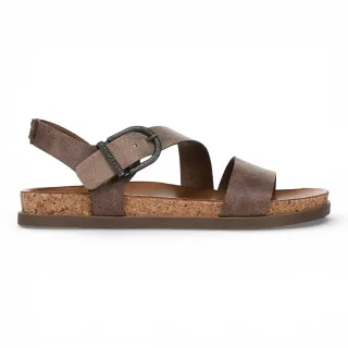 Blowfish Malibu Damen-Braun-Silber-Fußbett Riemchen-Flachsandalen - Lance