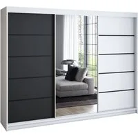 A&J MöbelLand GmbH Schiebetürenschrank VILUNO mit 4 Schubladen und Spiegel (TOP ANGEBOT! Geräumiger Schrank mit einer Breite von 200 cm und Spiegel, ideal zur Aufbewahrung von Kleidung und Accessoires. 4 Schubladen und viel Stauraum. TOP PRODUKT! Wäh