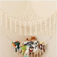 BlingBin Hängekorb Spielzeug Aufbewahrung Kuscheltier Aufbewahrung Netz (1er Set, 1 St., 1pcs), Boho Makramee Stofftier Hängematte für Plüschtiere und Teddybären