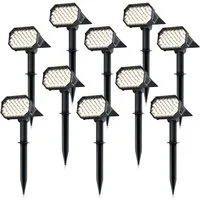 Brandson LED Gartenstrahler Solar Erdspießleuchte, Akku Gartenleuchte, Solarspotlight Wandmontage, Ein-/Ausschalter, mehrere Helligkeitsstufen, LED fest integriert, Warmweiß, Solarstrahler 80 Lumen, Solarleuchte warnweiß, für Garten, Balkon IP65