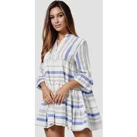 Rayshyne Sommerkleid RS27 (Modisches Tunika Hemdblusenkleid in Leinen Optik)