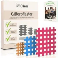 BACKLAxx® Kinesiologie-Tape Gitterpflaster Cross Tape Gittertape Kinesiotape (Typ a, b, c, 140-St) hautfreundlich, starke Haftung - für Alltag & Sport