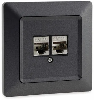 MILOS Netzwerkdose 23046, 2x CAT6, anthrazit