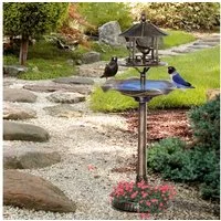 Outsunny Vogeltränke Vogelfutterspender, Wildvogeltränke für Garten, Balkon, Gold, 50cm × 50cm × 113cm