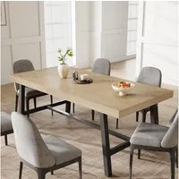 GarveeMore Esstisch 180 cm Großer rechteckiger Esstisch MDF-Tischplatte Holzoptik (1Tisch), Metallgestell Robust Multifunktionaler Esstisch für 6 bis 8 Personen