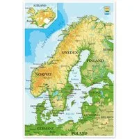 Posterlounge Wandbild Skandinavien - Karte, Editors Choice, erhältlich als Poster, Leinwandbild, Wandsticker oder Acrylglasbild