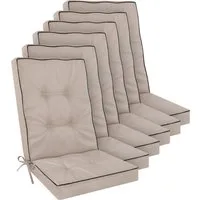 Aspero Sitzauflage 6 Premium Hochlehner Stuhlauflagen Alicante, Gepolsterte und wasserdichte Outdoor Auflage