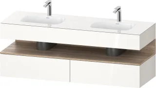 Duravit Qatego Einbauwaschtisch mit Konsolenwaschtischunterbau Weiß Hochglanz 1600x550x600 mm - QA47 QA4797055220000