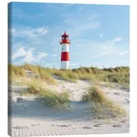 Posterlounge Wandbild Roter Leuchtturm am Nordseestrand, Jan Christopher Becke, erhältlich als Poster, Leinwandbild, Wandsticker oder Acrylglasbild