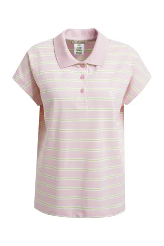 Smith&Soul - Oversize Polo Pique T-shirt Multistriped powder rosã© - Gr. - XS