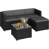 Yaheetech Gartenlounge-Set Balkonset 5er-Sofa-Set Patio-Set in Rattan-Optik, Gartengarnitur aus 2 Ecksofa & Sofa & Stuhl & Beistelltisch