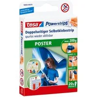 tesa Klebehaken POWERSTRIPS Poster Doppelseitige Klebestreifen, (Packung, 20-St., 20 Stck), Stripes weiß - kleben statt bohren