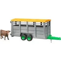 Bruder® Spielfahrzeug-Anhänger Viehtransportanhänger mit 1 Kuh (02227), Made in Europe