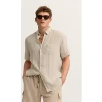bugatti Kurzarmhemd Modern Fit aus Leinen mit Button-Down-Kragen