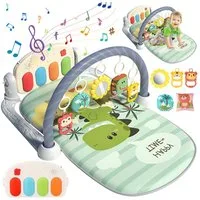 Krabbeldecke Spielmatte mit Spielbogen Baby Lernmatte Spieldecke Erlebnisdecke, MOPUEA, mit Klavier, Licht, Musik, Spiegel Lernspielzeug Waschbar