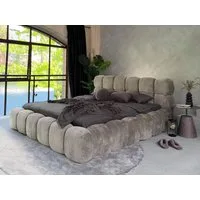 Compleo Polsterbett Cloud Bett, Bett mit gepolstertem Kopfteil ELVA (Chenille-Stoff), Schlafzimmer Bett modern, Doppelbett gepolstert, Wolkenbett