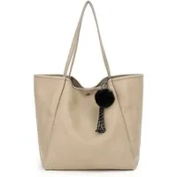 TAN.TOMI Schultertasche Damen Magnetverschluss Umhängetasche PU Leder Tote Shopper Bag, Mit Innentaschen und dekorative Anhänger für Arbeit, Schule, Einkauf