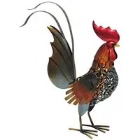 Dehner Gartenfigur Hahn, 42.5 x 16 x 55.5 cm, Metall, bunt, Naturnahe Garten Deko, wetterfest und detailgetreu
